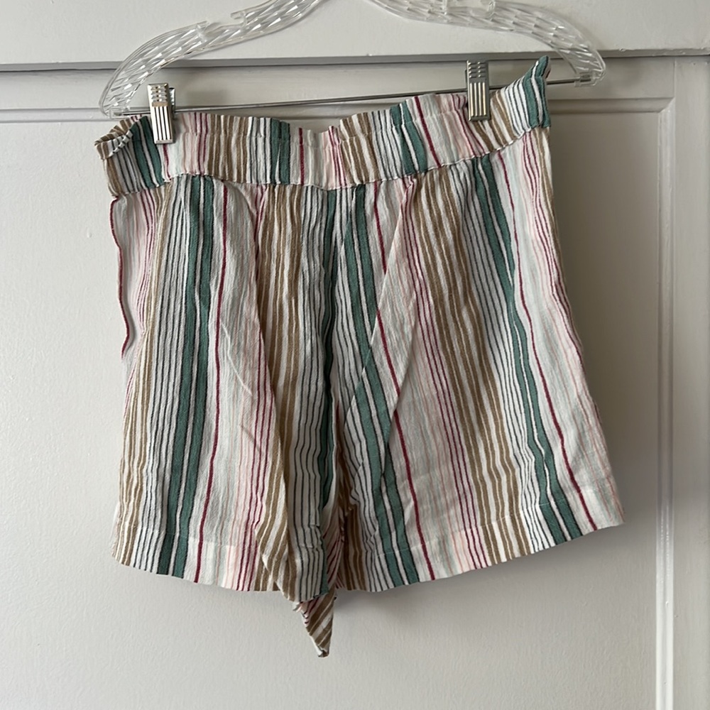 Loft Beach green and tan striped set. Tank top with front buttons and shorts. - Picture 8 of 8